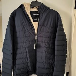 Nwt calvin Klein infinite warmth puffer coat navy blue medium